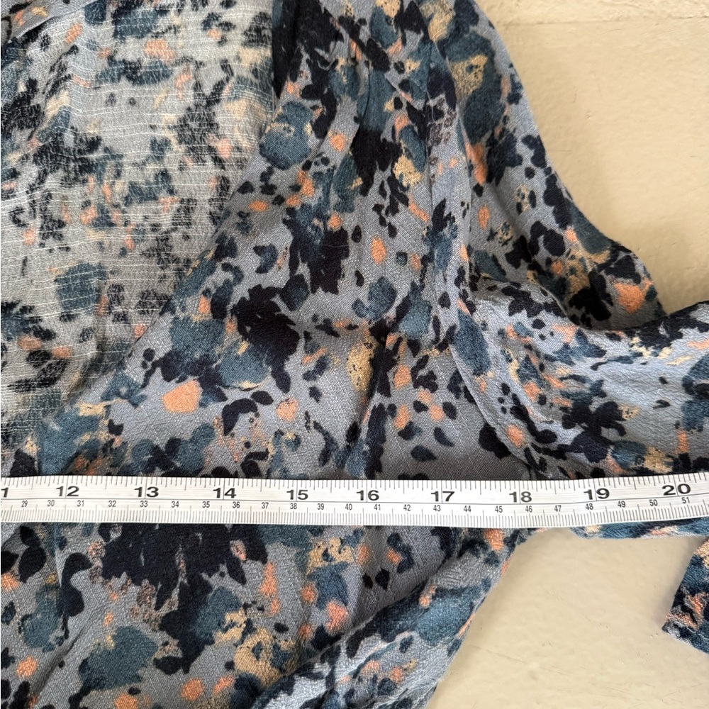 Free People Floral Wrap Romper Boho Ruffle Tie Waist Blue Size S - Picture 9 of 12